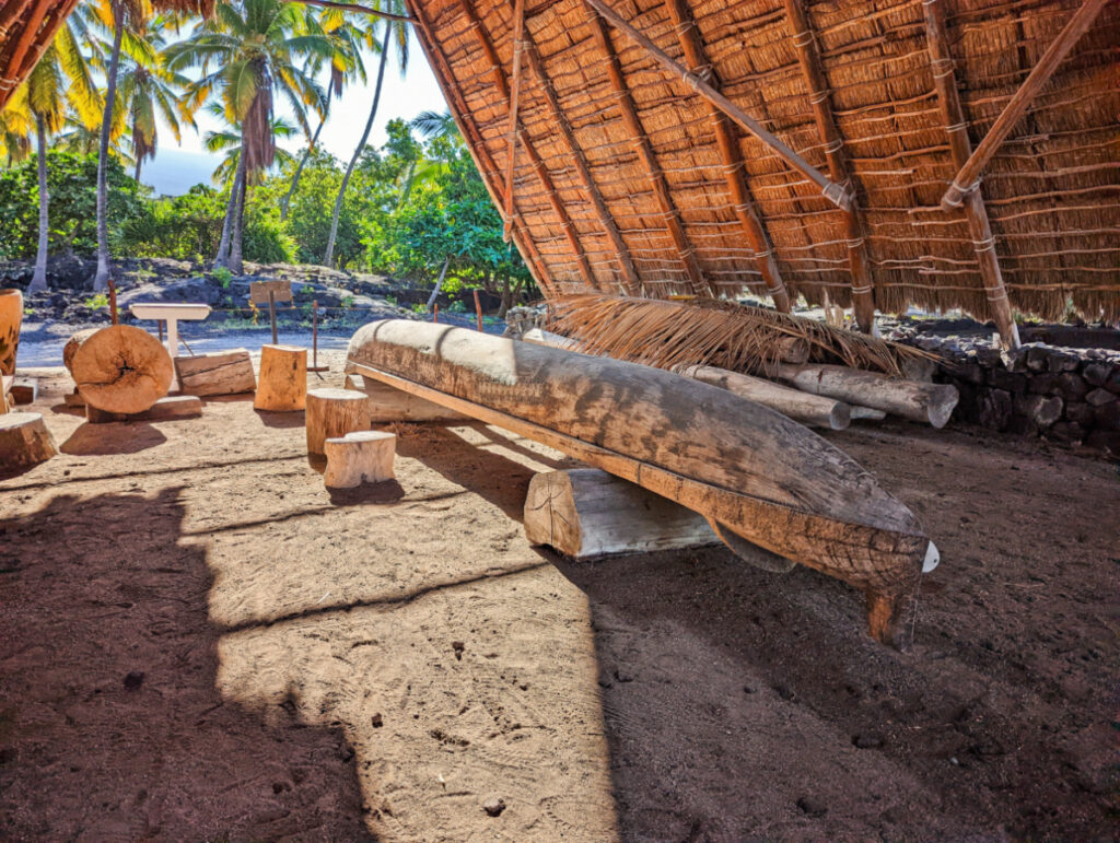 Canoe Carvings at Puʻuhonua o Hōnaunau National Historical Park Captain Cook Big Island Hawaii 1