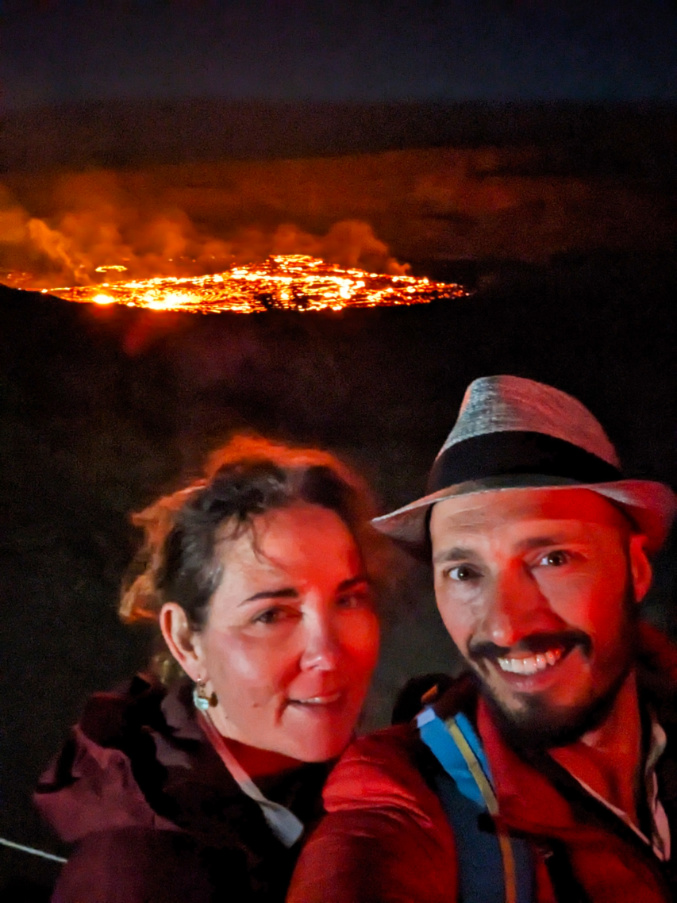 Kelly and Rob at Kilauea Lava Glow at Hawaii Volcanoes National Park Big Island 1