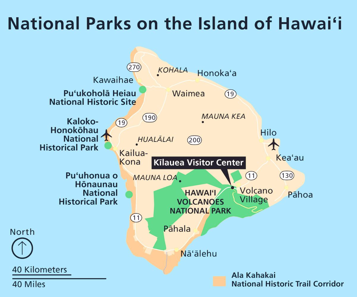 National Park map of the Big Island of Hawaii