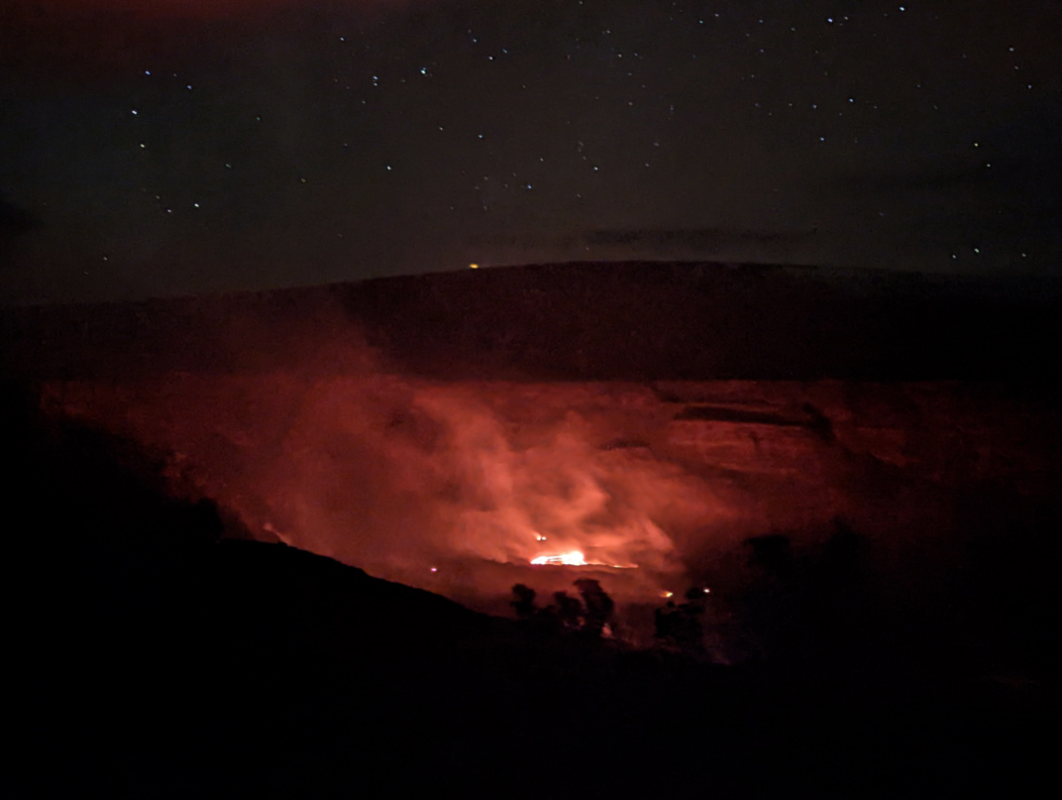 Nighttime Lava Glow at Kilauea Overlook Hawaii Volcanoes National Park Big Island Hawaii 4