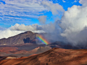 Rainbow in Haleakala Crater Summit Haleakala National Park Maui Hawaii 5