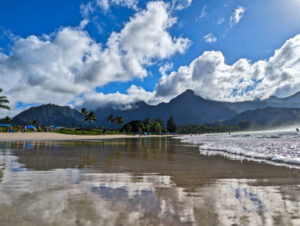 Reflections at Hanalei Bay Beach North Shore Kauai Hawaii 1