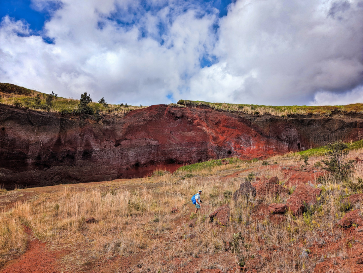 Rob Taylor in Cinder Cone Crater in Kahuku Unit of Hawaii Volcanoes National Park Big Island 2