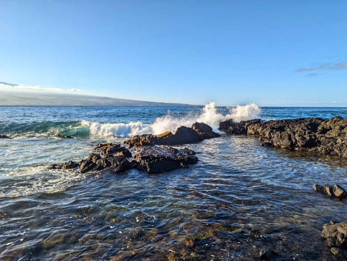 Waves Crashing into Freshwater Springs Lagoon at Leleiwi Beach Hilo Big Island Hawaii 2