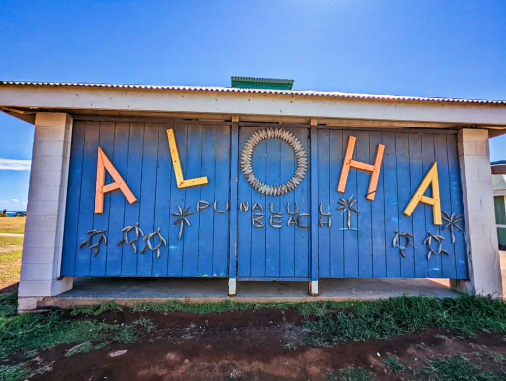 Aloha Sign at Punaluu Black Sand Beach South Shore Big Island Hawaii 1