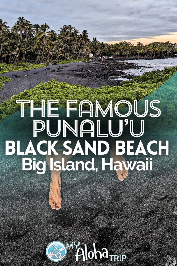 The Punalu'u Black Sand Beach on the Big Island of Hawaii is one of the most iconic beaches in the islands. Besides the beautiful jet black sand, Hawaiian green sea turtles (honu) dot the beach making it a must-visit spot on your Hawaii trip.