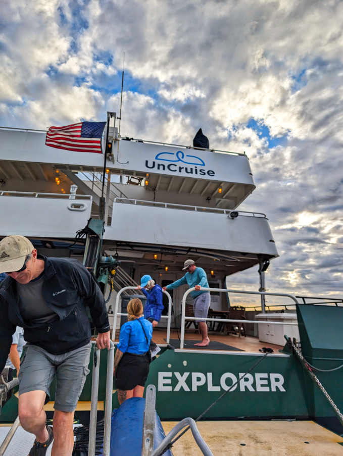 Guests boarding Skiff from UnCruise Safari Explorer on Big Island Hawaii 1