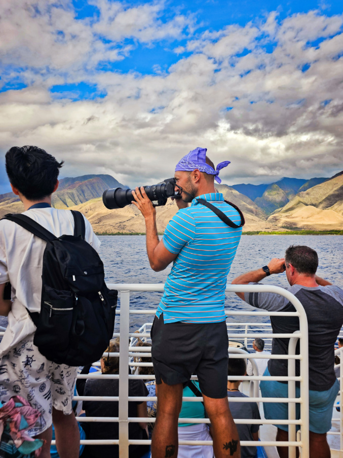 Rob Taylor photographing humpback whales in Maalaea Bay Maui Hawaii 1