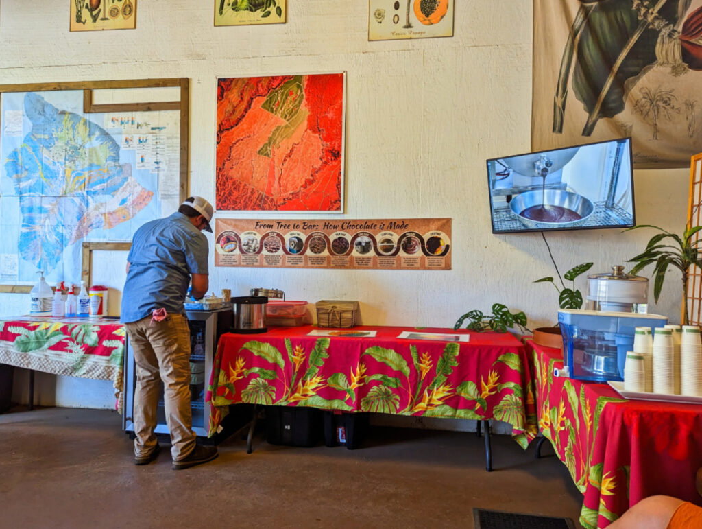 Tasting in Chocolate Lounge on Chocolate Tour at Lavaloha Cacao Farm Hilo Big Island Hawaii 3