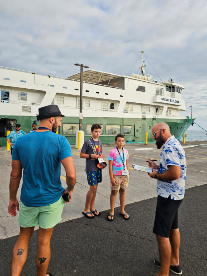 Taylor Family boarding UnCruise Safari Explorer in Kailua Kona Big Island Hawaii 1