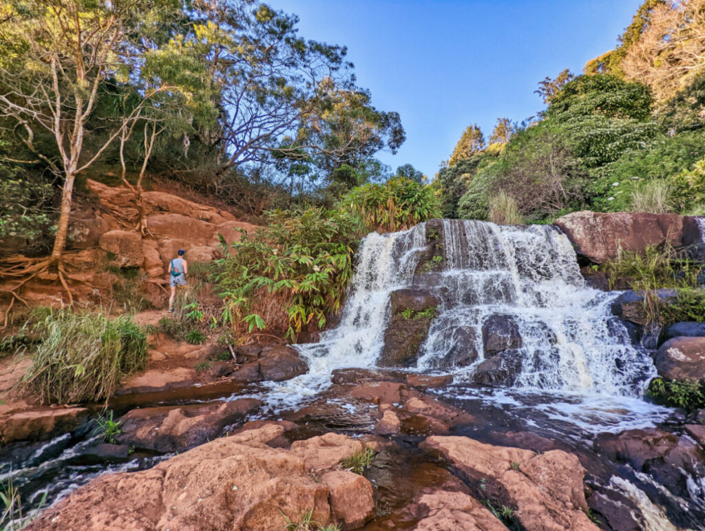 Chris Taylor at Mini Falls on Canyon Trail in Waimea Canyon State Park South Shore Kauai Hawaii 1