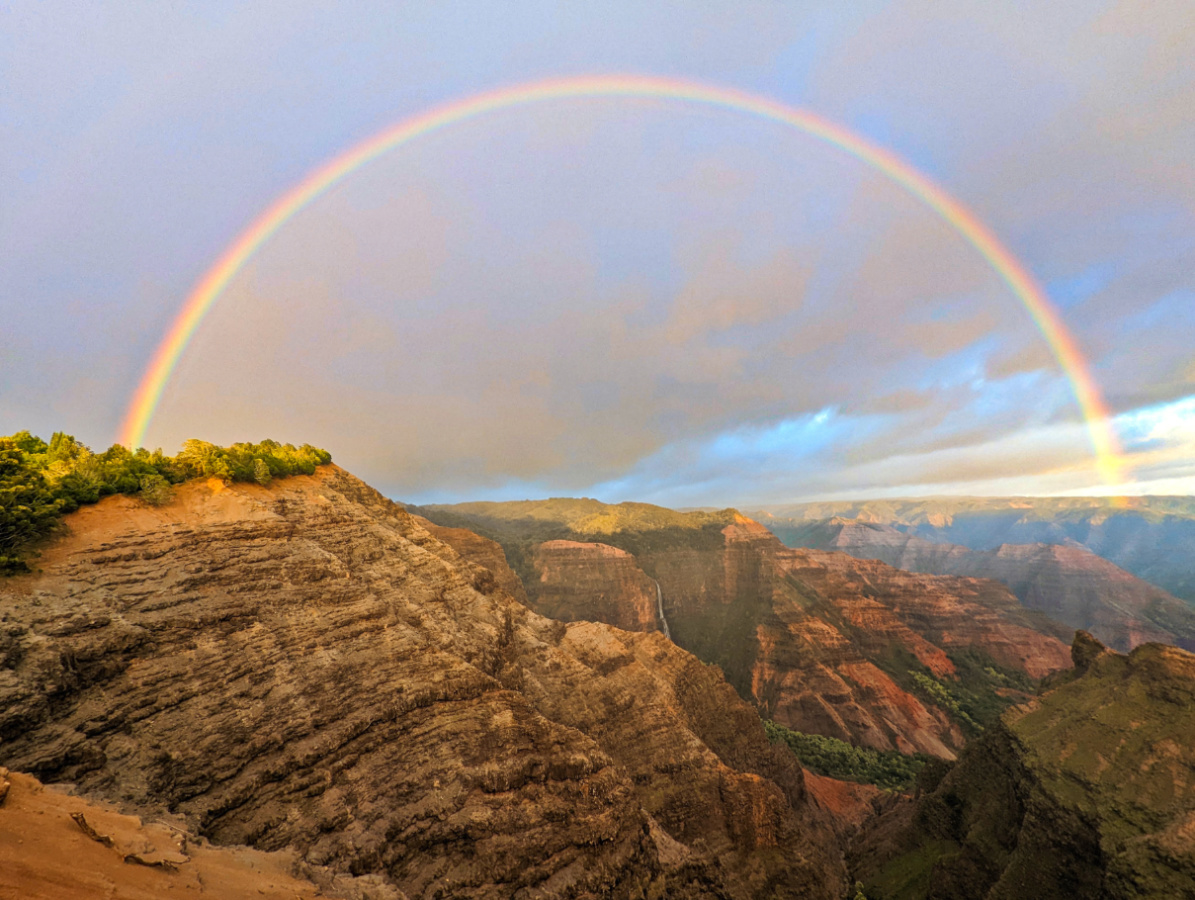 Complete Rainbow over Waimea Canyon South Shore Kauai Hawaii 1