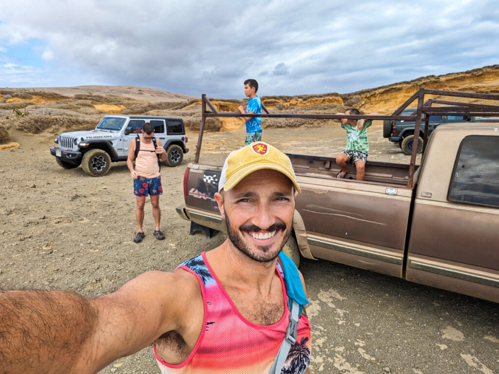 Full Taylor Family in 4x4 truck to Papakolea Green Sand Beach Big Island Hawaii 2