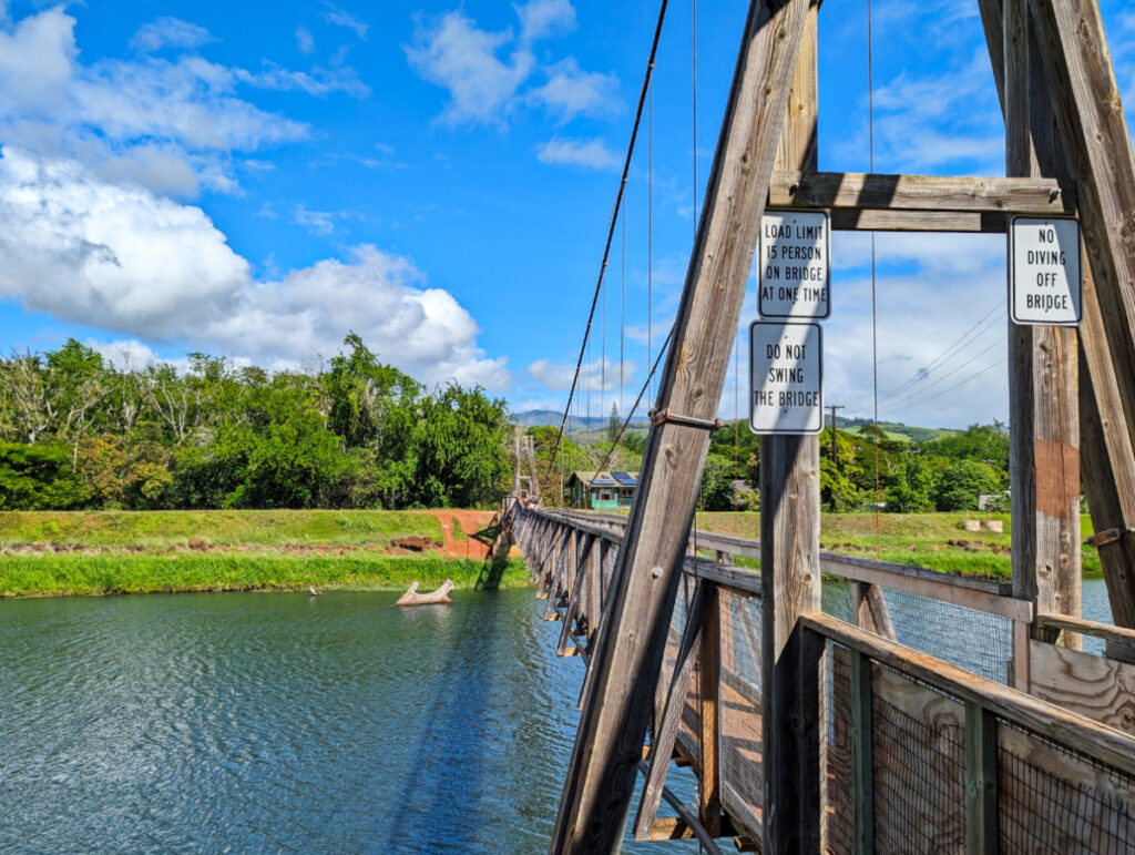 Hanapepe Swinging Bridge in Hanapepe Town South Shore Kauai 1