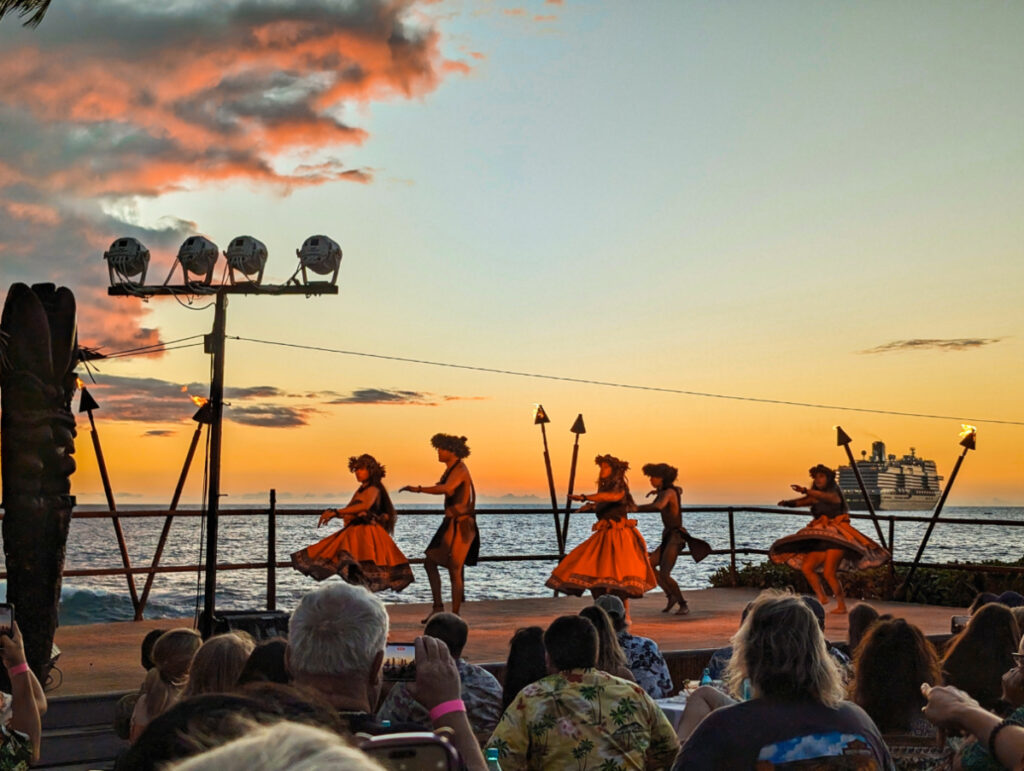 Hula Dancers at Voyagers of the Pacific Luau at Royal Kona Resort Kailua Kona Big Island Hawaii 1