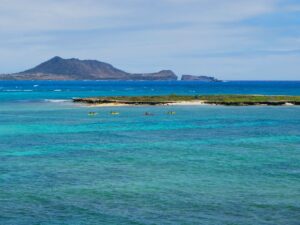 Kayakers at Popoia Island Eastern Shore Oahu