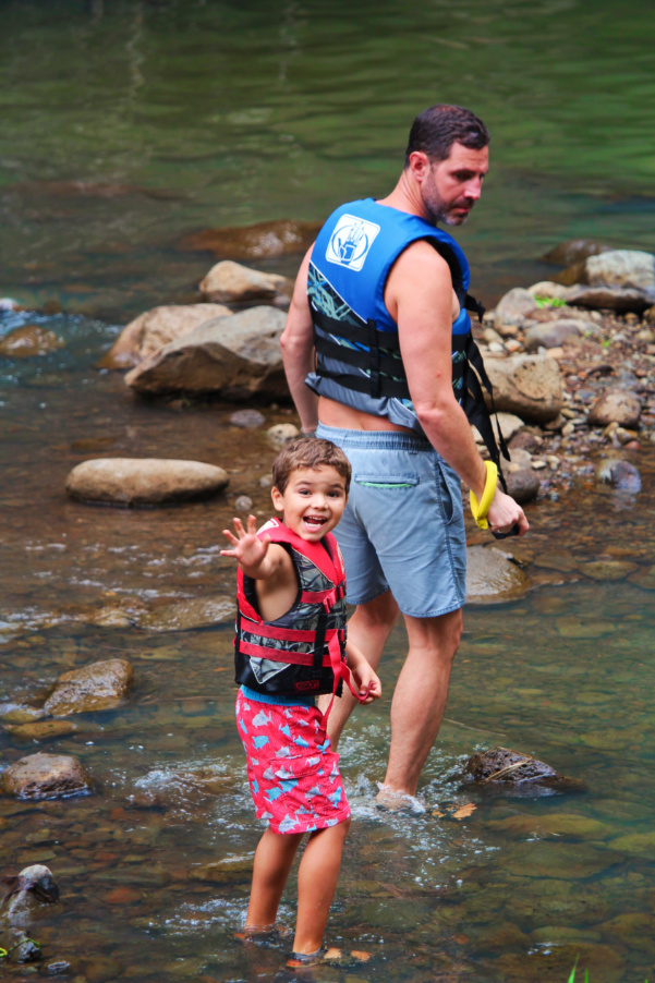 Taylor Family in waterfalls at Waimea Valley North Shore Oahu 2