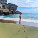 Taylor Family swimming at Papakolea Green Sand Beach Big Island Hawaii 1