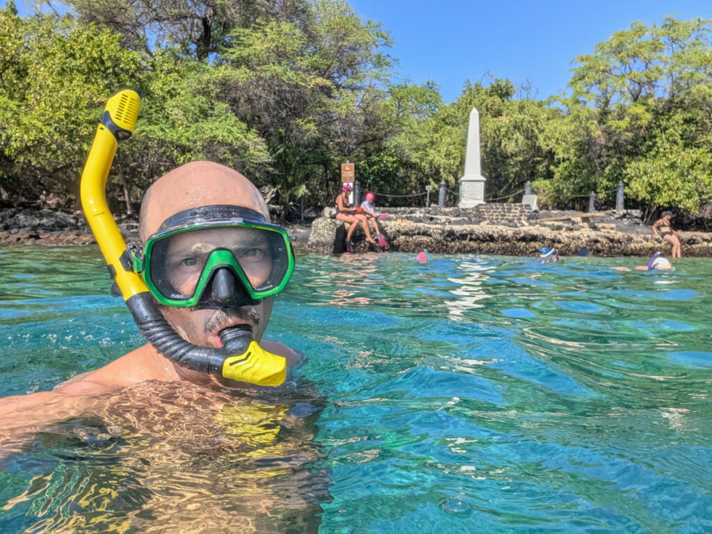 Rob Taylor snorkeling at Captain Cook Monument Kealakekua Bay Body Glove Hawaii Super Raft Big Island Hawaii 1