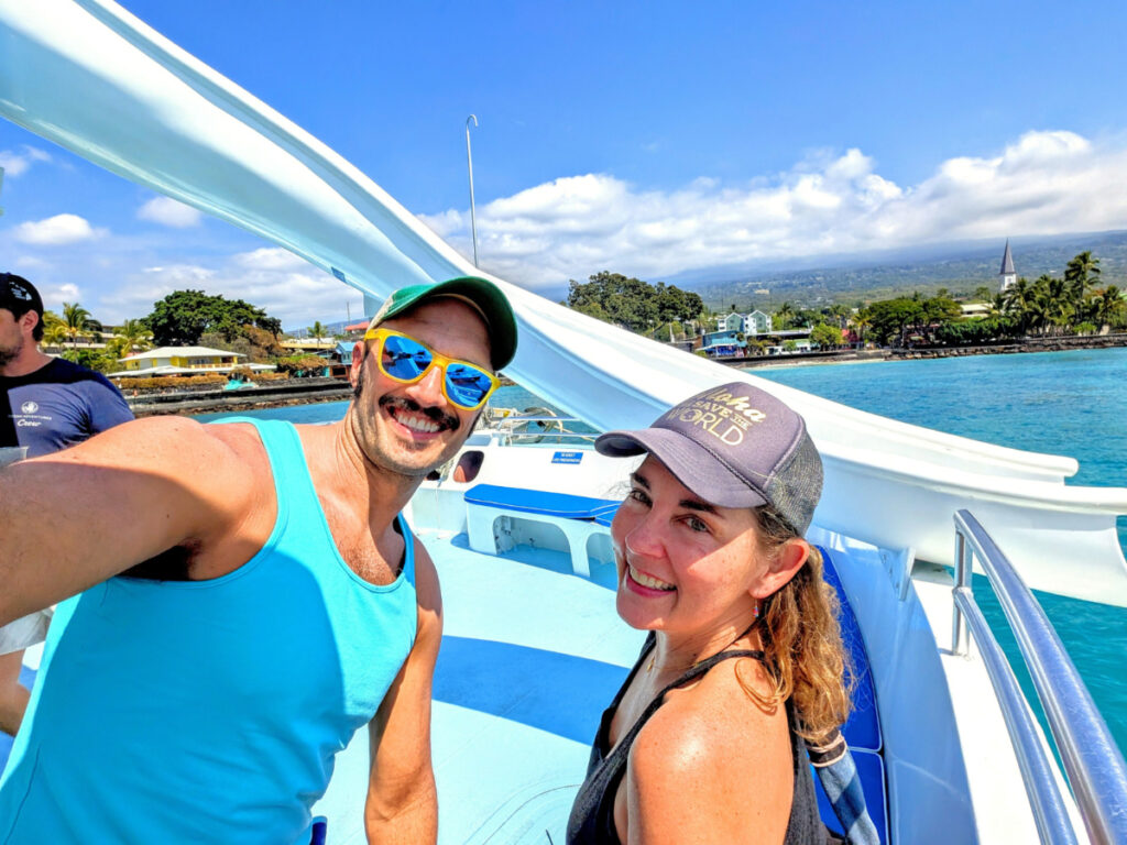 Rob and Kelly on Body Glove Hawaii Whale Watching Catamaran Kailua Kona Big Island Hawaii 1