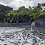 Taylor Family at Black Sand Beach at Waiʻānapanapa State Park Road to Hana Maui Hawaii 1