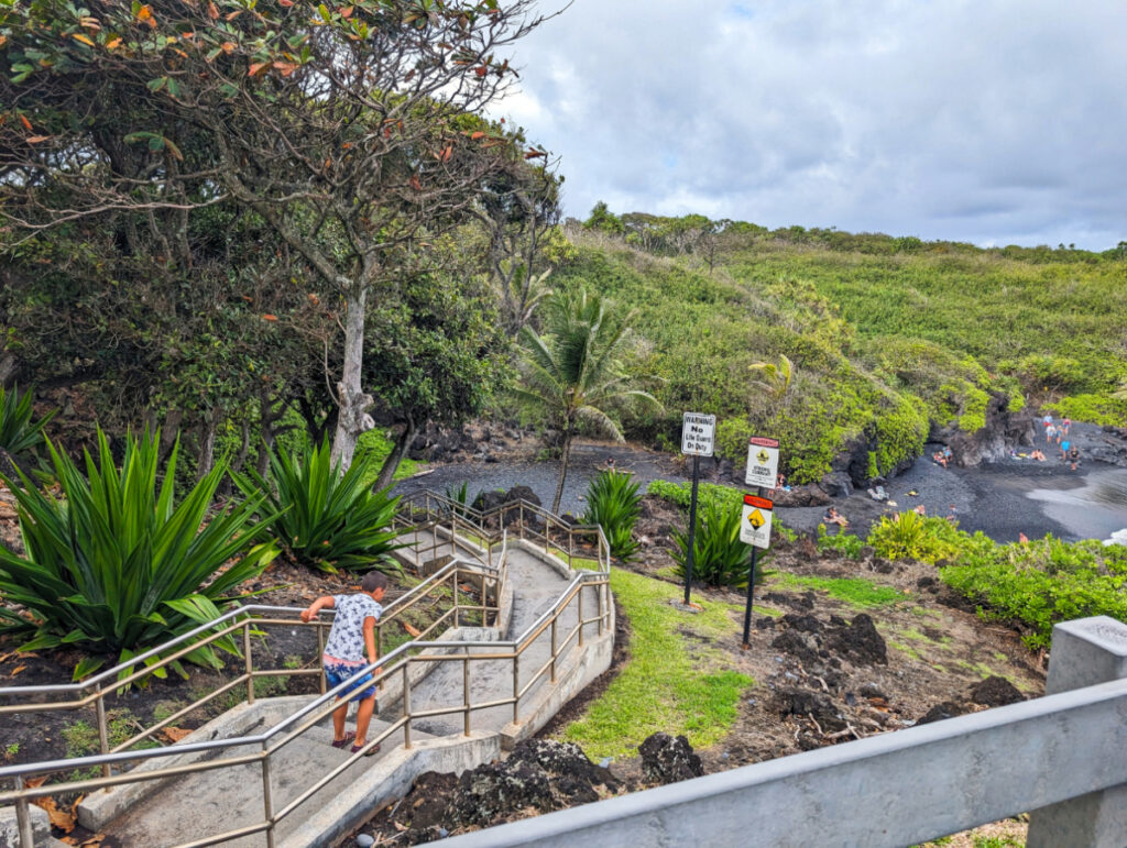 Taylor Family at Black Sand Beach at Waiʻānapanapa State Park Road to Hana Maui Hawaii 2