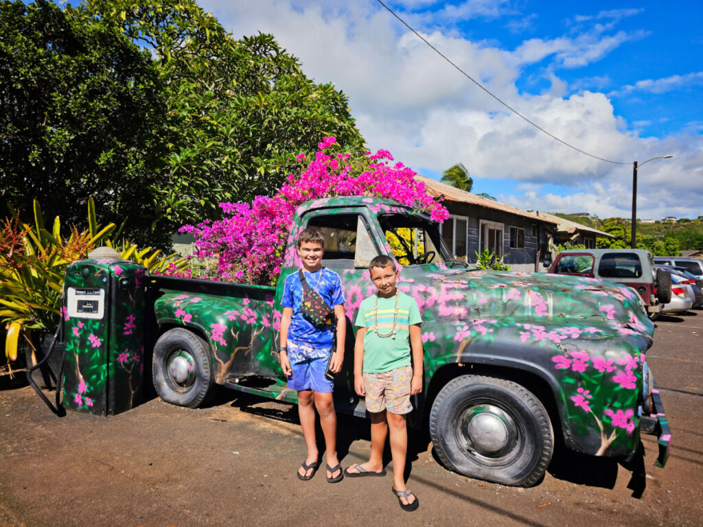 Taylor Family with Flower Truck in Hanapepe South Shore Kauai Hawaii 1