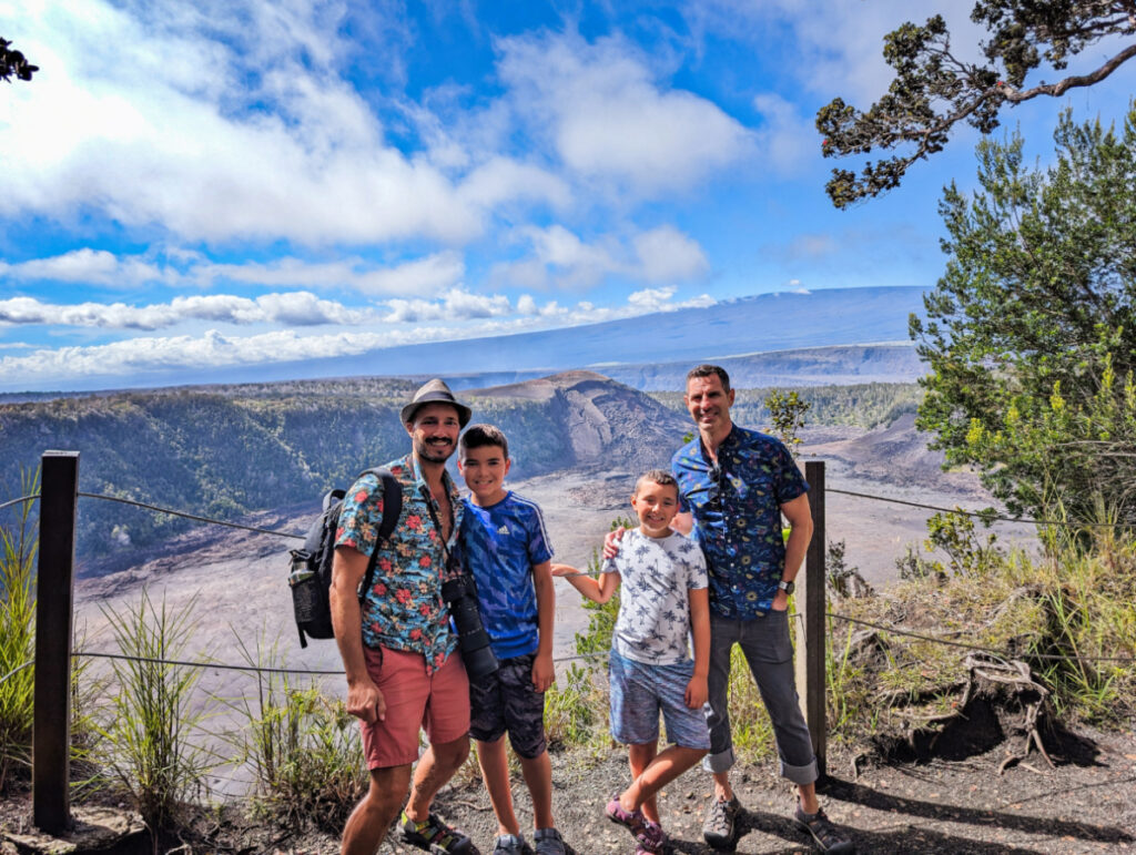 Full Taylor Family at Kilauea Iki Trail Overlook Hawaii Volcanoes National Park Big Island Hawaii 1