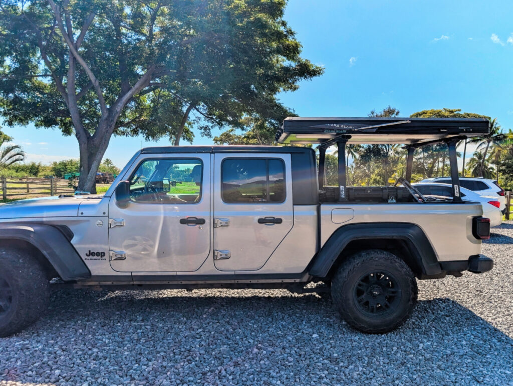 Jeep Camping with rooftop tent at Olowalu Maui Hawaii 1
