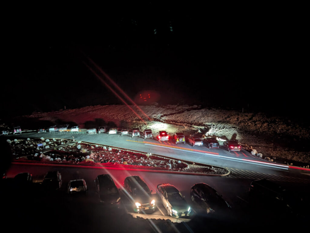 Parking at Summit for Sunrise at Haleakala National Park Maui Hawaii 1