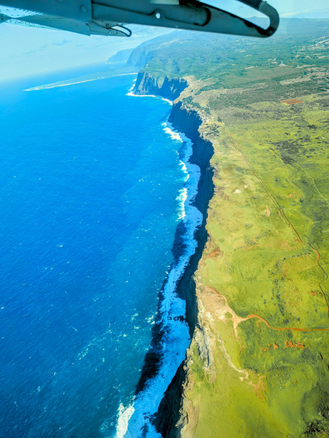 Sea Cliffs of North Shore Molokai from Mokulele Air Hawaii 1