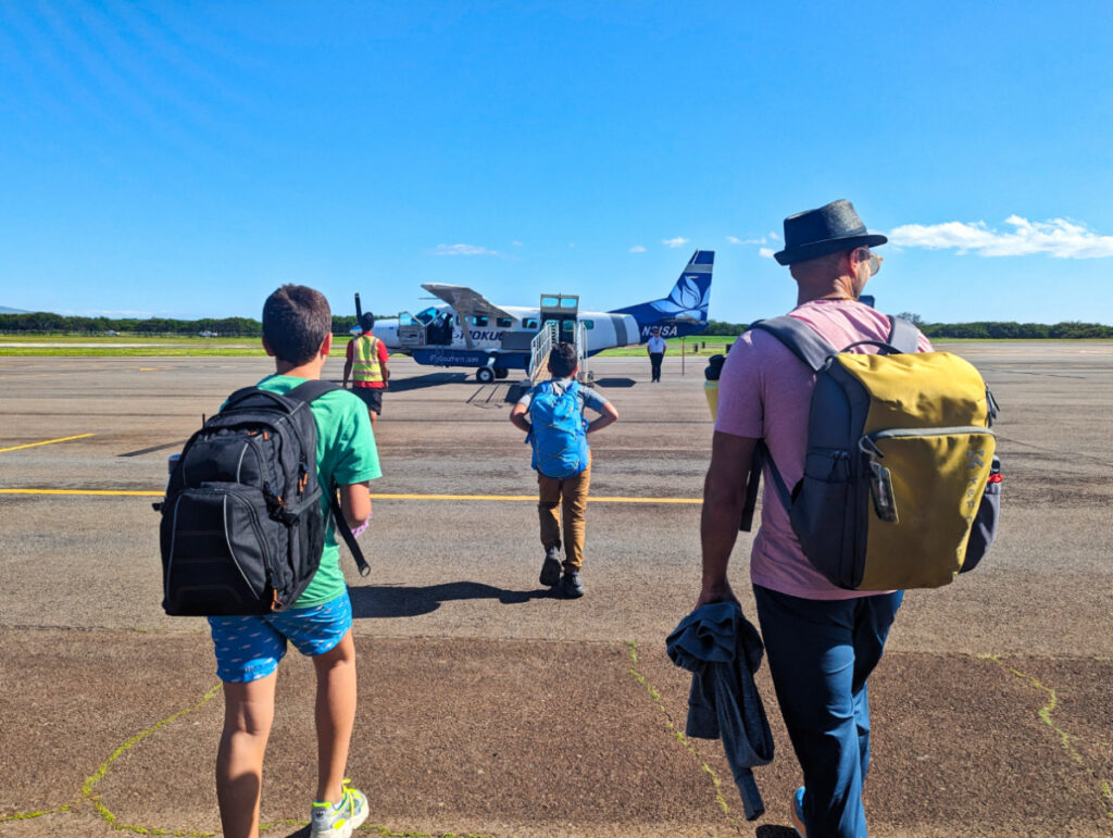 Taylor Family on Tarmac MKK Molokai Airport Mokulele Airlines Hawaii 3