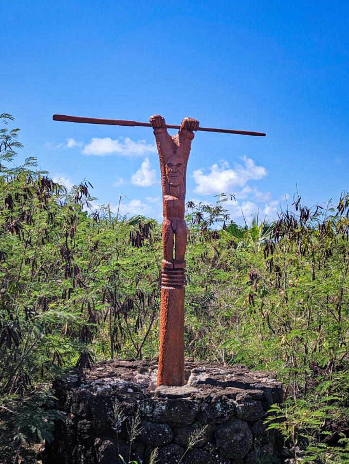 Tiki Carving at Kāneiʻolouma Heiau Historic Site Poipu Koloa South Shore Kauai Hawaii 1