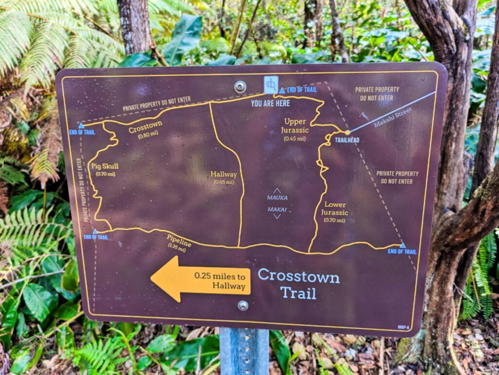 Makaula Ooma trail sign at Honuaula Forest Reserve Cloud Forest Kona Coast Big Island Hawaii 2
