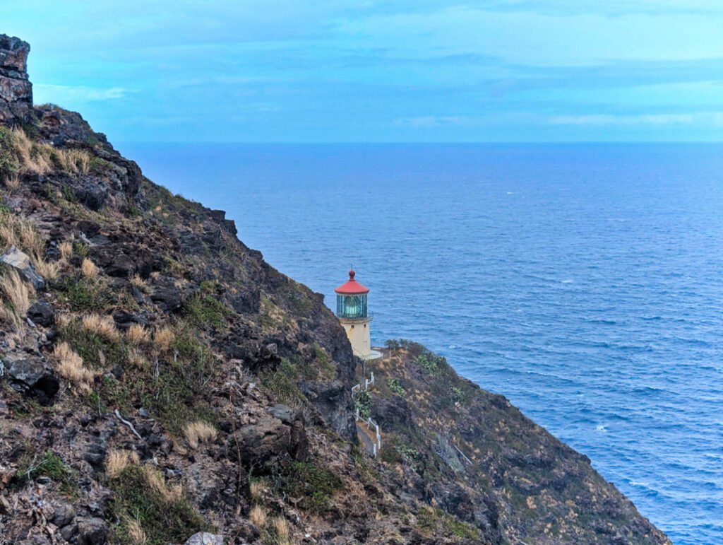 Makapuu Point Lighthouse from trail Honolulu Oahu Hawaii 1