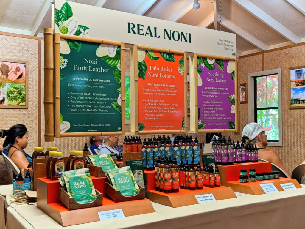Real Noni Fruit lotions on Farm Tour in Kilauea Kauai 2