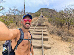 Rob Taylor hiking Koko Crater Rail Trail Honolulu Oahu Hawaii 1