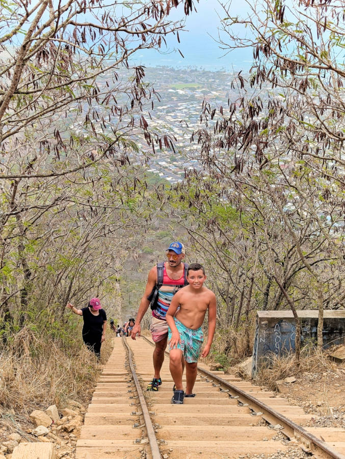 Taylor Family hiking Koko Crater Rail Trail Honolulu Oahu Hawaii 2