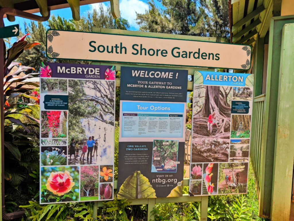Tour Signs at Allerton McBryde National Tropical Botanical Gardens Poipu Kauai Hawaii 1