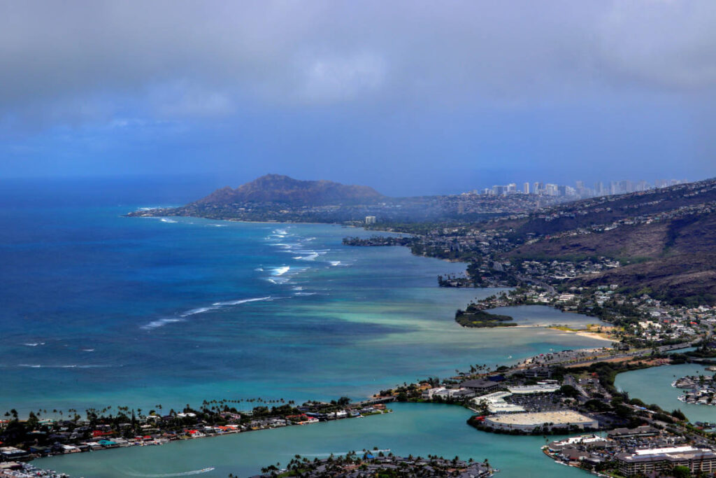 View of Hawaii Kai from Koko Crater Rail Trail Honolulu Oahu Hawaii 1