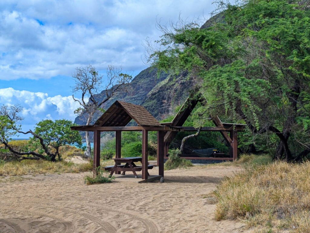 Beach Camping Shelters at Polihale State Park Kauai Hawaii 1