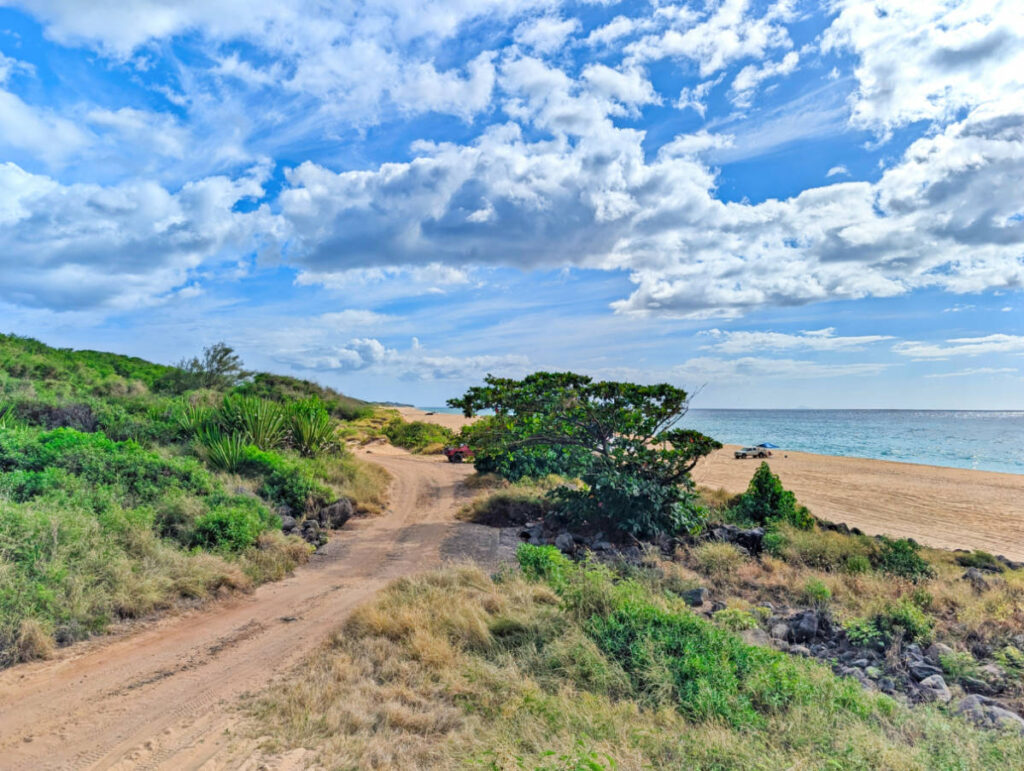 Beach and Dirt Road at Polihale State Park Kauai Hawaii 1