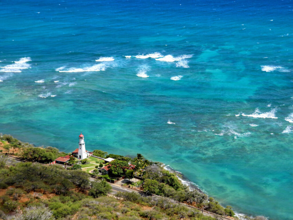 Diamond Head Lighthouse from Crater Hiking Trail Honolulu Oahu Hawaii 2