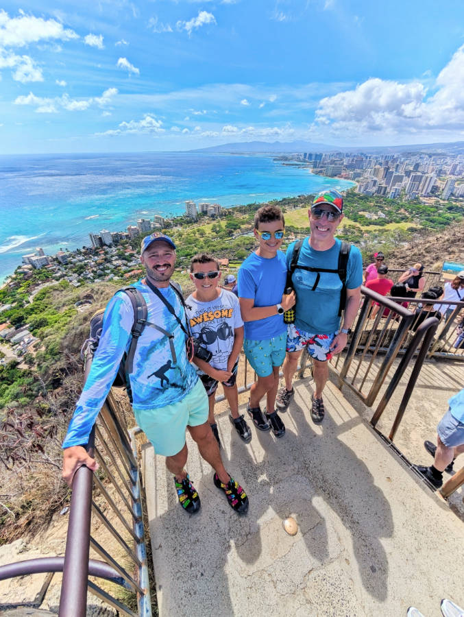 Full Taylor Family hiking at Diamond Head State Monument Honolulu Oahu Hawaii 2
