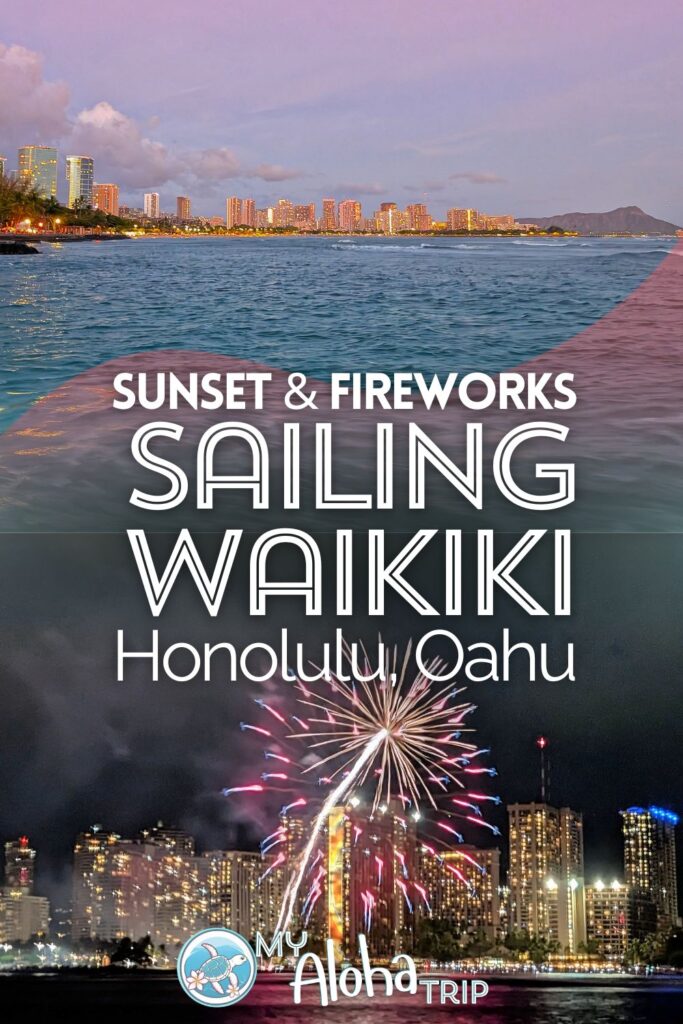 Doing a sunset sailing or Friday night fireworks boat tour at Waikiki is a fun addition to time in Honolulu. There are lot of options for types of boat and styles of sunset cruises in Honolulu. See what we recommend and tips for having the best experience.