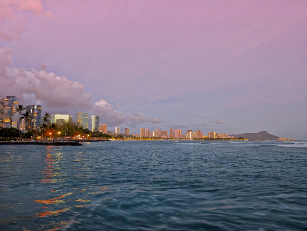 Sunset over Waikiki from Sunset Sailing Honolulu Oahu Hawaii 1