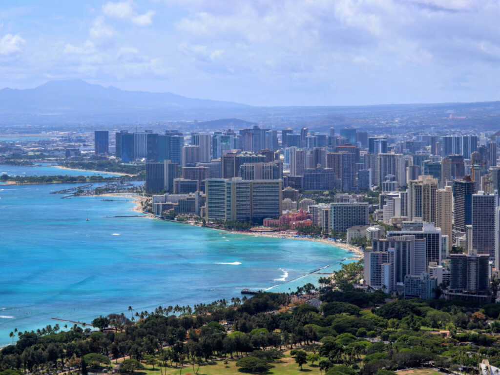 View of Waikiki Beach from Diamond Head Crater Hiking Trail Honolulu Oahu Hawaii 2