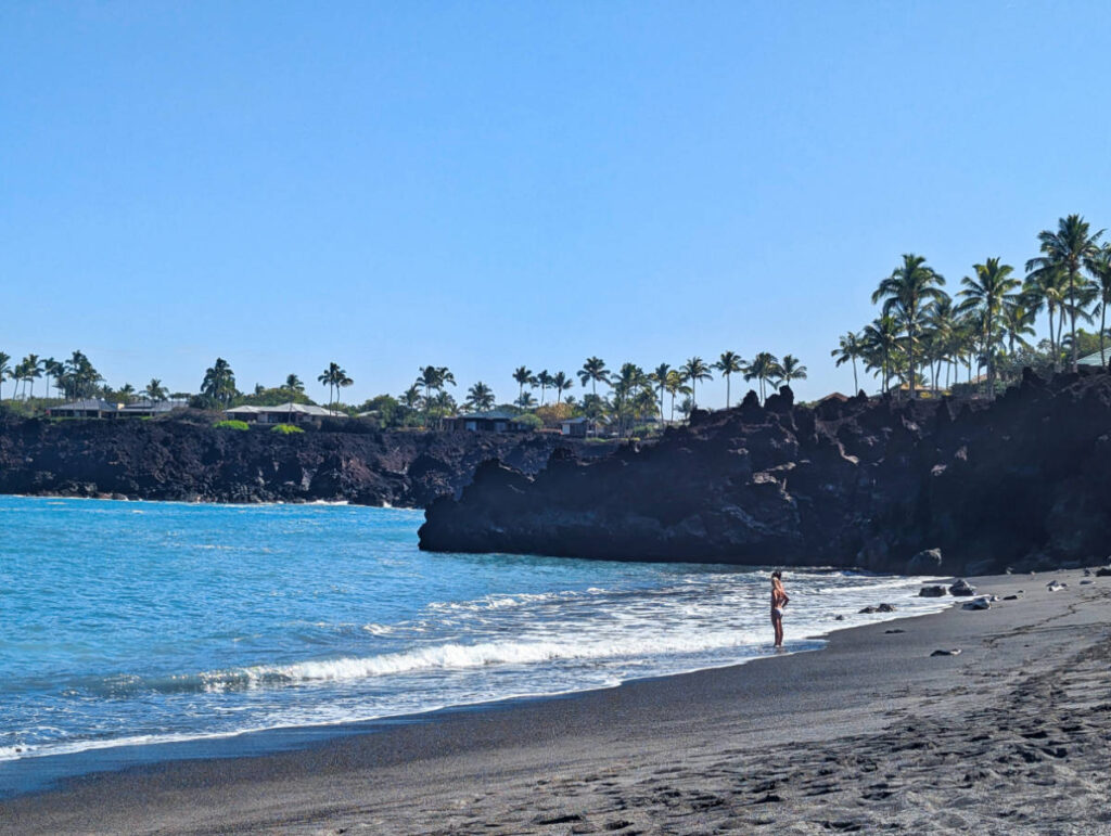Black Sand Beach 49 at Honokaope Bay Kona Coast Big Island Hawaii