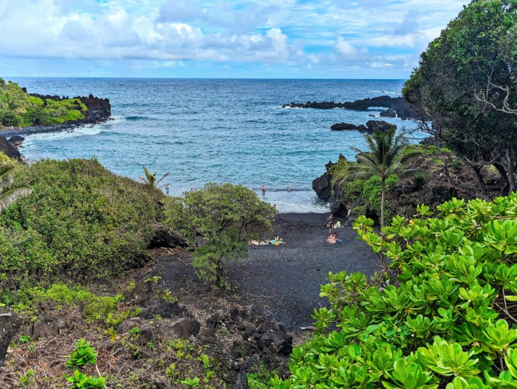 Black Sand Beach at Waiʻānapanapa State Park Road to Hana Maui Hawaii