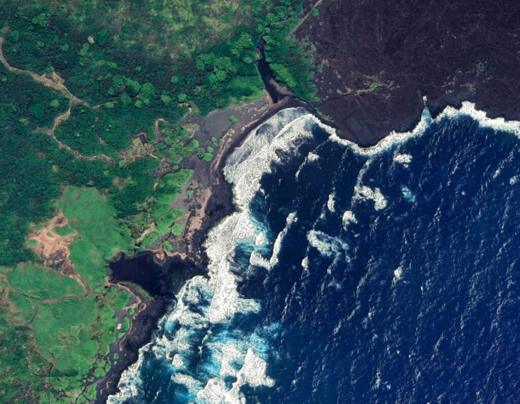 Kawa Bay Beach from the air South Shore Big Island Hawaii